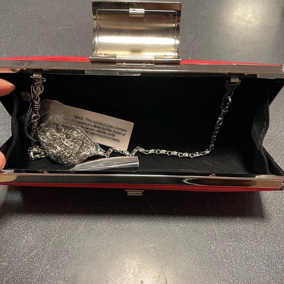 Satin Clutch with Rhinestone Latch - Picture 4 of 5